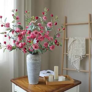 Hoa Giả Camellia Cành Dài Với Lá Giả Chất Liệu Lụa Mô Phỏng Như Thật Dùng Trang Trí Đám Cưới Nhà Cửa Bàn Ăn Phụ Kiện Tiệc Tùng