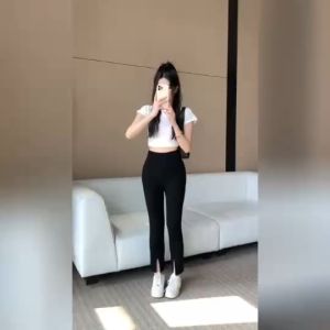 มาใหม่# กางเกงเลกกิ้งแฟชั่น ทรงขาม้าผ่านหน้าเนื้อผ้ายืดหยุดกระชับใส่สบาย