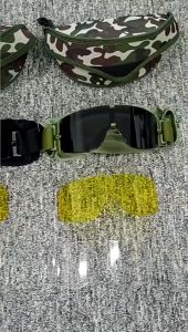 Outdoor Tactical Goggles Windproof Uv 400 Sand 3 Lenses Replaceable Sports Military Glasses Cs Shooting Safe Protection