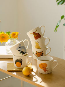 Creative Ceramic Mugs Cute Cartoon Design High Aesthetic Value Small Niche Couple Drinking Water Cups Home Use Coffee Cups