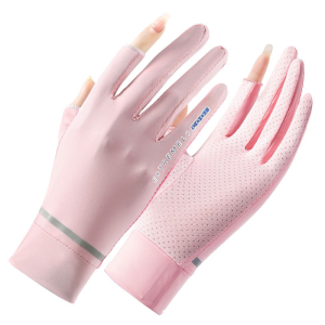 Lightweight Ice Silk Sun Protection Gloves for Women UV Block Breathable Driving Gloves Cooling Anti Slip Outdoor Summer