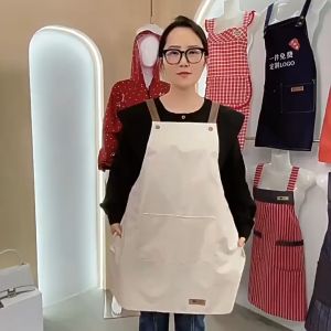 【COD】Kitchen Apron Chef Apron Hitam Murah H-Type Strap Design Denim Apron with Pocket Canvas Apron