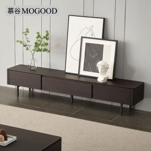 Modern Minimalist Italian Style Smoke Wood Color Solid Wood TV Cabinet Living Room Furniture Tea Table Combination Design
