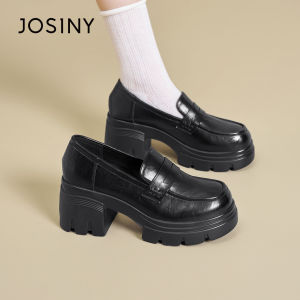 Josiny | Thick Heel Elevating Loafers Female Black