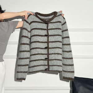 La Chapelle Thickened Knitted Sweater Womens Autumn Winter Long Sleeve Open Cardigan Outerwear Warmth Fluffy Coat