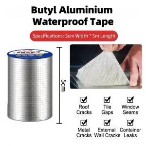 Butyl Waterproof Tape Aluminium Foil Tape for Repairing Leaks - Adhesive Tape for Floors Walls and Ceiling - Tools & Home Improvement