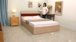 Giường Ngủ HT 24.0 MDF Phủ Melamine Vân Gỗ - Miễn Phí Ship tại Tp HCM B Dương Đ Nai L An BRVT