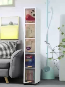 20cm Wide Slim Storage Cabinet Flip-Top Gap Organizer for Home Wheeled Transparent Creative Design.