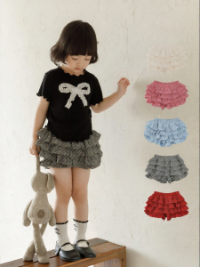 YOEHYAUL | Summer Antibacterial Short Sleeve Round Neck Cute Puff T-Shirt and Skirt Set