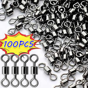 50/100Pcs Stainless Steel 8 Fishing Connector Corrosion-Resistant Bearing Rolling Rotating Solid Ring Connector Fishing Accessories