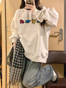Pure Cotton round Neck Sweatshirt Womens American Style Cute Cartoon Print Comfortable Lazy Top Spring Autumn New Arrival