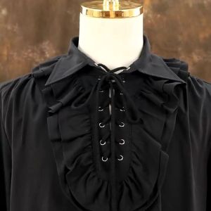 2023 New European and American Mens Pleated Shirt Medieval Costume Steampunk Victorian Top Inner Wear