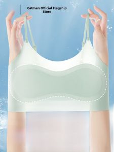 Miiow | Ice Silk Seamless Girls Underwear Development Period Vest Childrens Bras Cat Person Brand Suitable For Primary School Students