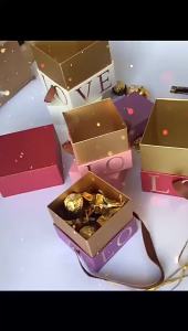 Hộp Quà Cưới Hình Vuông Có Tay Cầm Đựng Kẹo Trang Sức Thích Hợp Làm Quà Tặng Ngày Valentine Giáng Sinh