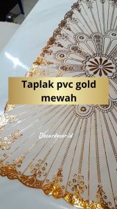 Taplak Meja Tamu PVC Gold Emas Taplak Tamu Anti Slip