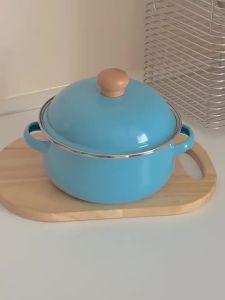 Vintage Enameled Small Pot Suitable For Induction Cooking