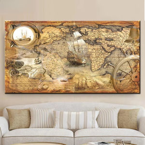 Kayou | Full Square Round Drill Diamond Painting Retro World Map 5D Diy Diamond Embroidery Cross Stitch Mosaic Decor Abstract Ship T641