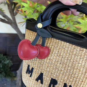 Cute Three-Dimensional Peach Heart Cherry Cherry Bag Charm Red Pink Heart Vintage All-Match Bag Pendant Female Key