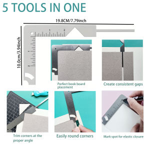 1pc Book Cover Guide 5-in-1 Stainless Steel Metal Bookbinding Cover Tool for Making Book Cover-Creating Book Covers