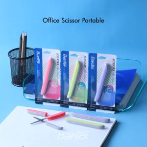 Bantex Gunting Mini Saku Portable / Office Scissor Pisau Tajam Anti Karat Ujung Tumpul 118 mm