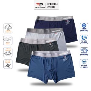 Hộp 4 Quần Sịp Boxer Đùi Nam Cao Cấp PIGOFASHION bo dệt mác Ép Nhiệt Kháng Khuẩn Quần Lót Boxer Nam Cao Cấp QLBX03 – (4 Cái)