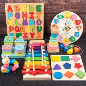 Wooden Educational Toys Kids Early Learning Montessori Building Blocks | mainan edukasi