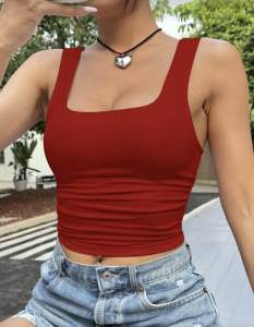 SLEEVELESS SQUARE NECK CROP TOP FOR FREE SIZE