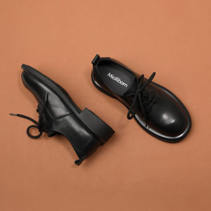 MIOLLIBARN | Vintage British Style Black Lace-up Wide Toe Oxford Shoes