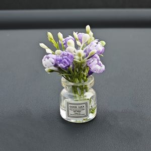 Delicate Miniature Potted Flowers Assorted Colors Car Dashboard Greenery Decor Tabletop Figurines for DIY Crafts Home Ornament