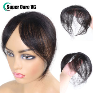 Brown French Style Clip In Bangs Real Human Hair Wispy Hair Bangs Air Bangs Fringe Hairpieces For Women For Daily Wear