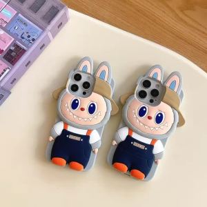 3D CUTE labubu silicone Phone Case for iPhone 13 14 15 16 13pro 14pro 15pro 16pro 13PROMAX 14PROMAX 15PROMAX 16PROMAX Cartoon Animal Soft silicone COVER casing for iphone16 Case