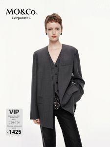 MO&Co. | Autumn Spring Padded Shoulders Boxy Fit Blazer