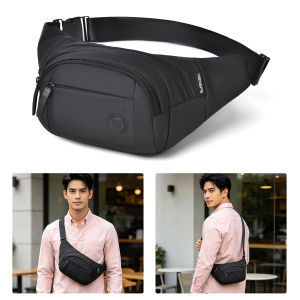 MENSPE Mens Waist Bag Sports Chest Bag Outdoor Fitness Bag Large Capacity Casual Bag Canvas Street Shoulder Bag Versatile Fashion Chest Bag Fitness Bag Travel Bag For Men Women