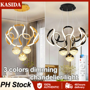 KASIDA LED pendant light creative chandelier modern design hanging light Tri-color Dimming Minimalist Nordic chandelier light drop lights for living room dining room loft decorative fixture
