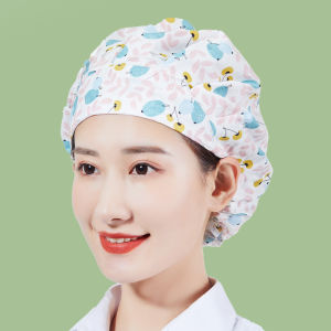 Kitchen Hat Pure Cotton Dust-Proof Work Cap Childrens Breathable Closed Toe Cap Head Cover Oil-Proof Smoke-Proof Nurse Chef Workshop Catering