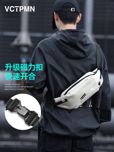 Mens Crossbody Bag 2025 New Portable Chest Bag Magnetic Buckle Small Backpack Commuting Cycling Bag Sport Style Polyester Material