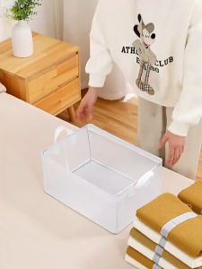 Transparent storage box PVC Foldable Wardrobe Organizer Basket Drawer Clear Kotak Penyimpanan Transparan