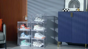 Heavy Duty Acrylic Shoe Box Transparent Front Magnetic Multifunctional Storage Shoes Rack Storage