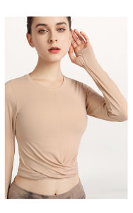 Athoasis Sporty Short Sleeve Long Neck T-Shirt Quick Dry Yoga Running Gym Tight Fit Womens round Neck Breathable Elastic Moisture Wicking Polyester