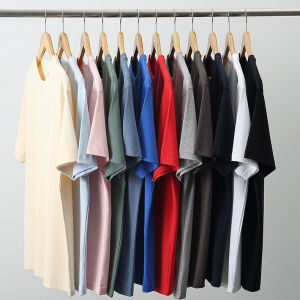 ผ้าฝ้าย 100พอดีปี หลวม เสื้อยืดแขนสั้นไม่จำกัดเพศครึ่งแขน สีขาว สีแฟชั่นฤดูร้อนยี่ห้อพิมพ์รอบคอ เสื้อท่อนบน