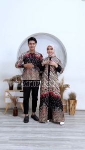SET COUPLE GAMIS KEMEJA ASTANA HITAM COKLAT
