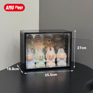 Labubu พักตากแดดแบบจับจีบในกล่องโชว์ของเล่นพลาสติกแบบจับจีบสำหรับเก็บของแบบแขวนสำหรับงานปาร์ตี้