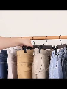 5PCS  No Trace Clip Hanger for Pants Clothes Skirt Plastic Strong Hanger Clip Space Saving Hanger Clip Seluar Tudung