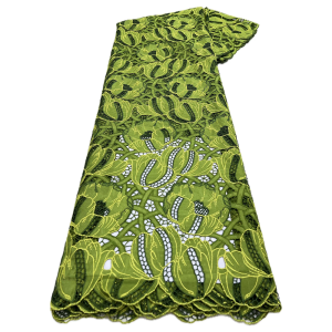 2025 High Quality African Nigerian Embroidery Wedding Lace Fabric Tulle Party Water Soluble Sequins Dress Guipure 5Yards