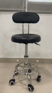 Kursi Salon Hidrolik Bulat / Barstool / Kursi Lab Roda - Hitam