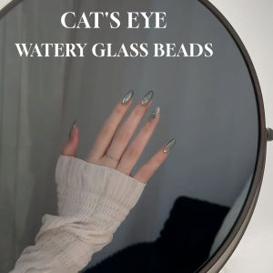 12ML 1-16PCS Water Ice Transparent Green Glass Bead Nail Art Magnet Moonlight Cat Eye Gel Nail Polish Pink Nails Red Nails