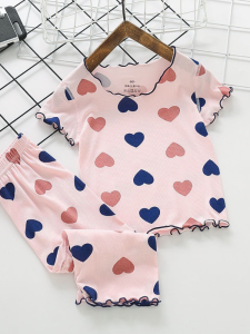 Girl Summer Pajamas Two-piece Set Homewear Air Conditioning Mo Chao Fan ~ Dale Thin Baby Summer Short Sleeve Suit