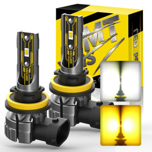 หลอดไฟ LED BMTxms 2 ชิ้น รุ่น H11 สำหรับไฟตัดหมอก H8 H9 9006 HB4 9005 HB3 H10 ไฟเดย์ไลท์ LED สีขาวเหลือง สำหรับรถยนต์ Toyota Hyundai Kia Nissan