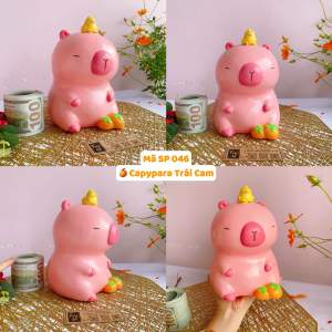 (22x15x16cm) 🍊Capybara Trái Cam - Mã SP 046 Heo đất chuột lang nước ống tiết kiệm handmade từ xưởng Trúc An