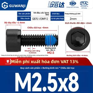 GUWANJI | Vít Inox 304 Đầu Lục Giác Chống Sốc Chống Bung Màu Đen